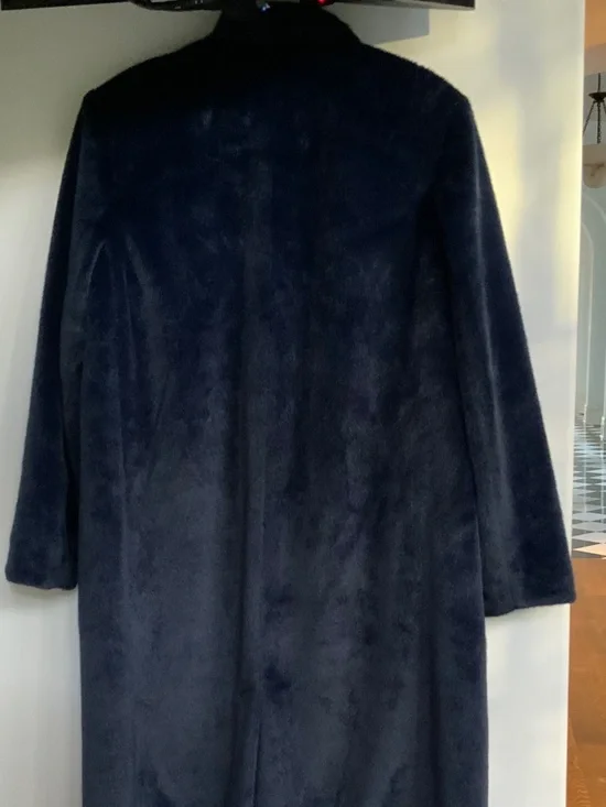 J. Crew Collection Deep Navy Faux Fur Long Coat - Picture 6 of 8